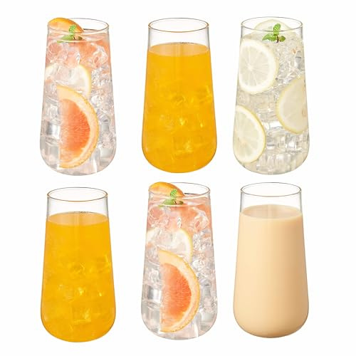 Eden & Willow Highball Drinking Glasses - Set of 6, Premium Borosilicate Glass, Ideal for Cocktails & Cold Beveragess (Set of 6, 500ml)