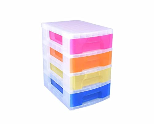 Really Useful Storage Drawer Unit Clear/Rainbow 4x7 Litre