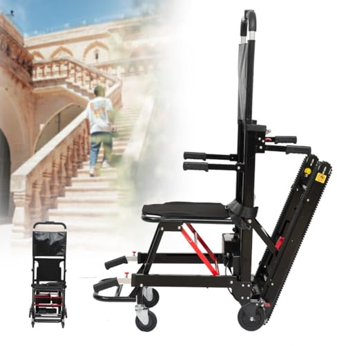 HZWJD Elektrischer Handwagen-Treppensteiger,Elektrische Treppe, Rollstuhl,Treppensteiger Elektrisch,Zusammenklappbarer Evakuierungs Treppenlift Stuhl,Lithiumbatterie 24V13ah A