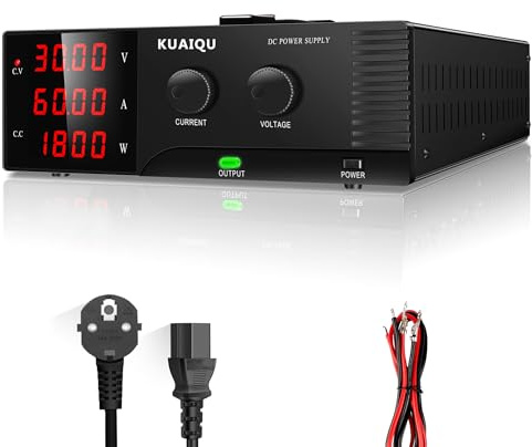 KUAIQU Fuente de Alimentación Regulables 30V 60A 1800W Alta Potencia Alimentación de Laboratorio con Output/Codificador Fuente de Alimentacion de Banco para Cargar Baterías/Alimentación de Farolas LED