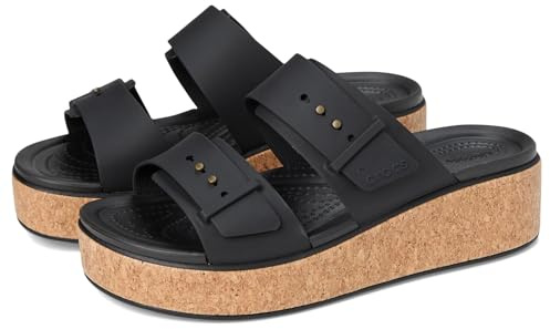Crocs Brooklyn Cork Buckle, Sandalias Mujer, Negro, 36/37 EU