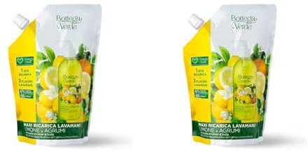 Bottega Verde - Maxi ricarica lavamani con estratto di Limoni di Sicilia (750 ml) (Confezione da 2)