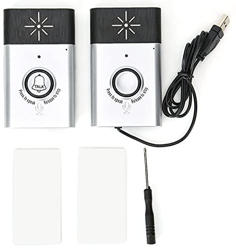 Sonnette D'interphone Vocal Double Voie, Interphone Extérieur Portable 2.4GHz Mini Sonnette D'interphone sans Fil pour Salle de Classe à Domicile