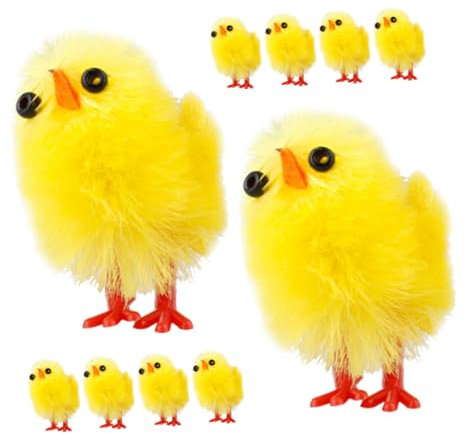 KOMBIUDA 10 Stücke Entzückende Ostern Küken Ornament Huhn Spielzeughuhn Spielzeug Beflockung Für Wohnzimmer Wohnheim Partei