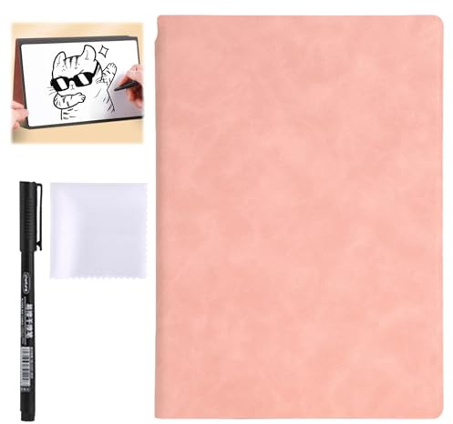 HEOUCH Petit Tableau Blanc, Non Magnétique, Effaçable, Mini Ardoise Blanche, Cahier Portable, écriture Recto Verso, avec Marqueur et Chiffon, pour Adapté à Maison, Bureau, L'école