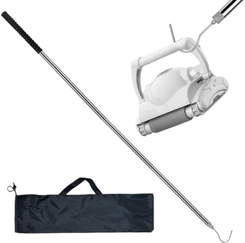 Qzdtue Skimmer Basket Retrieval Tool, Garden Retrieval Hook for Pools, Stainless Steel Swimming Hook, Pool Cleaning Telescopic Pole, Multi-Purpose Pool Retrieval Hook, Lightweight Pool Cleaning Tool