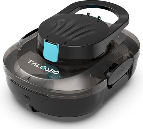 TALOSBO Pleco S1 Robot Piscine, Double Moteur Nettoyeur de Piscine, Autonomie de 80 Minutes, Compact et Léger Aspirateur Piscine sans Fil, Idéal pour Piscines à Fond Plat