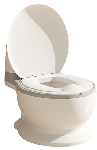 3-en-1 Pot Toilette WC Bébé Musical Pour Apprentissage De La Propreté,Toilette Bebe & Enfant,Confortable Anti Dérapant avec bruit de chasse,Pot Amovible,Garçon et Fille, stable (Gris)