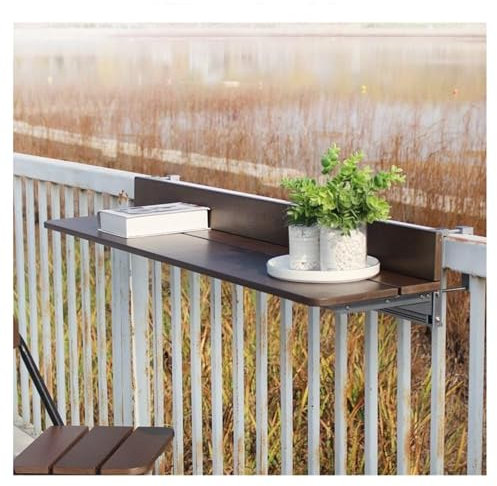 Hängender Balkongeländertisch für den Außenbereich, klappbarer Stehtisch für Geländer, Terrassen-Aluminium-Beistelltisch (L120 x B27 cm)