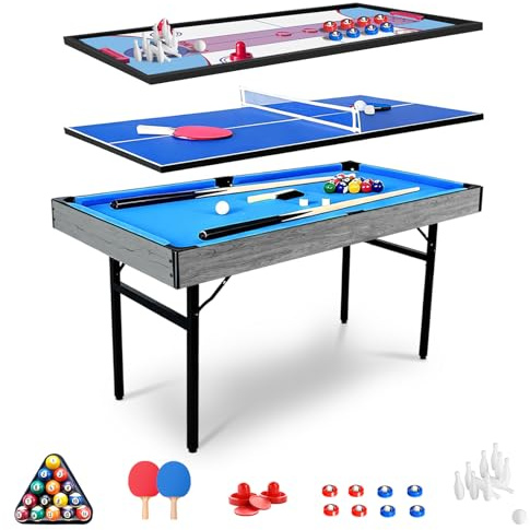 hotsizz 55 5-in-1 Folding Game Table Pool Hockey Ping Pong Shuffleboard