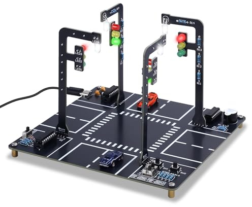 ElektoLoter LED Ampel Löt Bausatz, DIY Verkehrsampel Lötprojekte für Schule | Realistische Ampel- & Straßenlaternen-Simulation, Elektronik Lernset, Löten Lernen für Jugendliche und Schüler