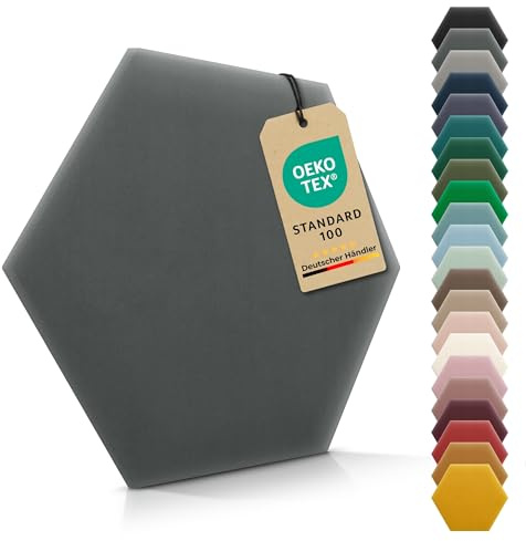 VELUYA Wandpolster Polsterpaneele Hexagon – Samt, Wandkissen 26 x 30 cm, Polsterplatte, Oeko-TEX, Made in EU, Anthrazit M02