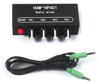 HP204 Amplificateur de casque stéréo 4 entrées 1 sortie auditive mixte sélecteur distributeur pour écouteurs amplificateurs externes