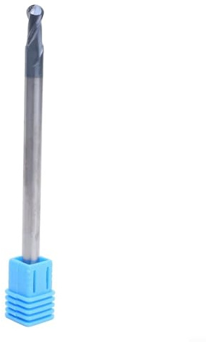 HanOaki Radius 3,0 mm Hartmetall-Kugelkopf-Schaftfräser, extra langer Schaft, 100 mm, 2 Rillen, Schnittdurchmesser 6 mm, Klingenlänge 12 mm, HRC50 geeignet