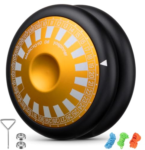 MAGICYOYO JoJo D6 YOSPINNER, JoJo professionale 6 in 1 con modalità di gioco versatili, 2A metallo Jo Jo per dita Spin, Trick Jo-Jo con inattività, Magic Yoyo giocattolo per bambini e adulti