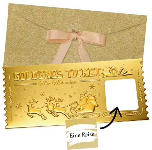 woric Goldenes Ticket, Gutscheinkarte Weihnachten Gutschein zum selber ausfüllen mit Rubbelaufkleber Rubbellos selber machen Weihnachtsgeschenke für Frauen Männer Kinder