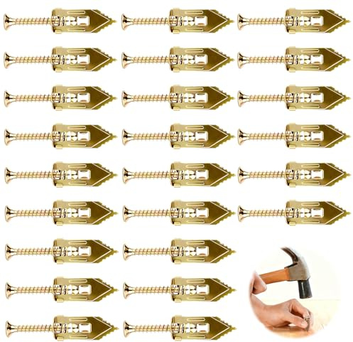 120Pcs Self Drilling Drywall Anchors and Screws Kit, Heavy Duty Self Drilling Anchor Screws with 60 Metal Anchors and 60 Sheetrock Screws, No Drill Needed Drywall Fixings for TV Shelf Cabinet