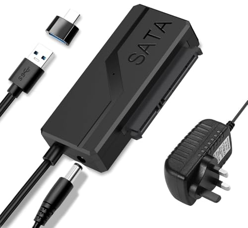 YANGUN USB 3.0 to SATA Cable Adapter, SATA to USB 3.0 22 Pin for 2.5 / 3.5 SATA Hard Drives and SSDs, USB3.0 toSATA Adapter Cable for Windows and Mac, Plug and Play with LED Indicator