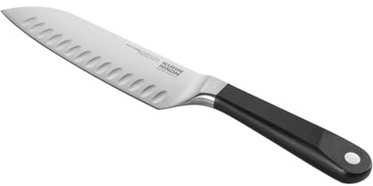 Kuhn Rikon Culinary Forged Santoku Knife Rockwell-Hardened Carbon Steel Blade. Durable, Sharp Knife. Total Length = 30.5cm. Blade Length = 16cm. Full Tang Precision Balance.
