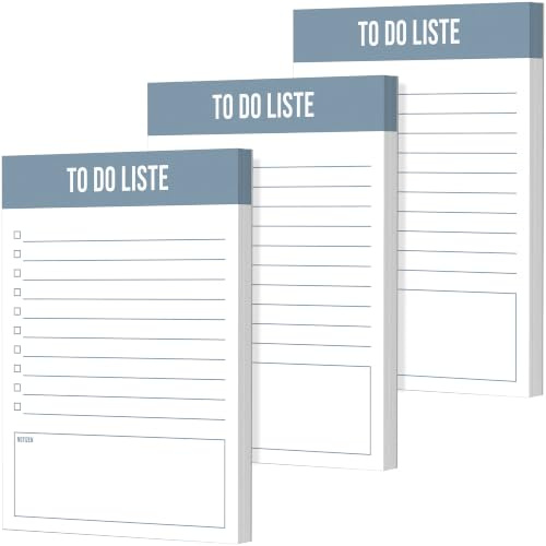 To-Do Listen Block - 3er Pack (150 Listen) Urban-Blue von Fantastino® | Tagesplaner & Organizer für Aufgaben, Termine, Notizen. Kleiner A6 Block undatiert mit 50 Blatt zum Abreißen