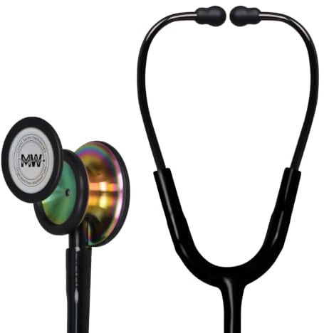 MaiWieel-Dual Head Stethoscope for Medical Professionals,Stethoscope For Doctor,Nurse,Vet,Medical Student,Double-Sided Stainless Chestpiece (Rainbow Black)