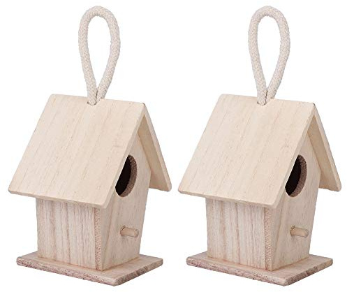 Generic Nichoir à Oiseaux en Bois, Cabane en Rondins Fabriquée à la Main pour Petits Oiseaux, avec Boucle de Suspension pour Perroquets, Perruches, Pinsons et Canaris, en Bois de Platane