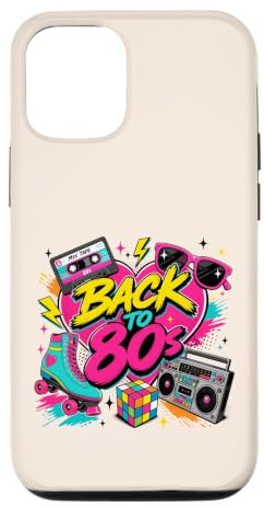 Back to 80s Nostalgia Roller Skate Boombox Cassette Tape Années 80 Coque pour iPhone 12/12 Pro