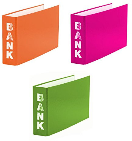 3x Bankordner / 140x250mm / für Kontoauszüge / je 1x hellgrün, orange, pink