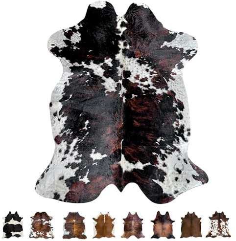 rodeo Genuine Cowhide Rug: Real Animal Print Rug for Western Home Decor & Rustic Cow Rugs for Living Room - Hand-Picked Western Rugs, 6x7ft - Unique Country Style Hide Decor - Dark Chocolate