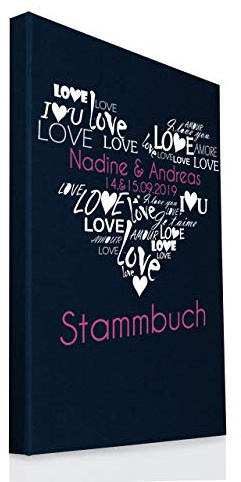 Hochzeitideal Stammbuch der Familie A4 inkl. Personalisierung Bezug Leinen Nr. 21 (Dunkelblau)