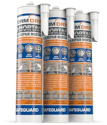 Stormdry Waterproof Express Repair Mortar - Pack of 3 - Ready to Use Cement Mix 310ml Tube, Grey Sand