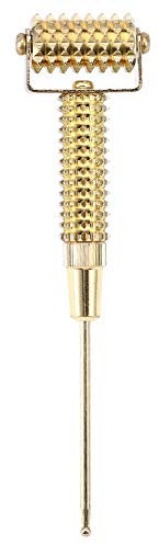 Rodillo de masaje facial - Sonda del detector de puntos de acupuntura Acupoints del oído facial Rodillo de masaje Spring Needle for masaje corporal y facial (Color : Oro)