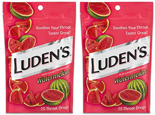 Luden's Watermelon Cough Throat Drops, Pectin Lozenge/Oral Demulcent, 25-Count per Pack (2-Pack)