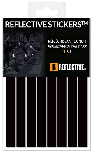 B REFLECTIVE - Kit 8 Stickers Bandes Rétro Réfléchissants Trottinette, Vélo, Moto,... - Autocollants Multi Supports - Haute Visibilité - 3M Technology™ - Adhérence maximale - Noir