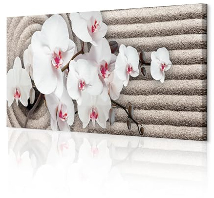 decomonkey Bilder Blumen Orchidee 135x45 cm 1 Teilig Leinwandbilder Bild auf Leinwand Vlies Wandbild Kunstdruck Wanddeko Wand Wohnzimmer Wanddekoration Deko Blumen Orchidee