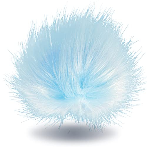 Wohnkult 10-12cm Kunstfell Bommel Pelzbommel Fellbommel Pompon mit Faden für Mützen Anhänger | 16 Farben (Hellblau)