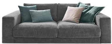 KAWOLA Big Sofa Cordsofa 2-Sitzer Madeline - Megasofa Couch Grau, Gepolstert, Relaxsofa 230x60x120 (BxHxT), Lounge Sofa Wohnzimmer Design