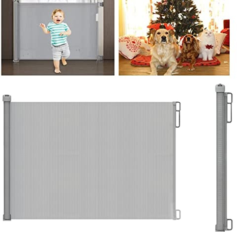 Retractable Baby Gate, Extra Wide Tall Baby Stair Gate No Drill One-Hand Operation Safety Gate, Kids Mesh Extendable Gate Wall Protector for Stairs, Hallways, Kitchen, Indoor/Outdoor 130 * 87cm(W*H)
