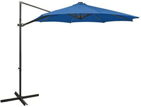 INLIFE Ampelschirm mit Mast und LED-Leuchten Azurblau 300 cm-2341