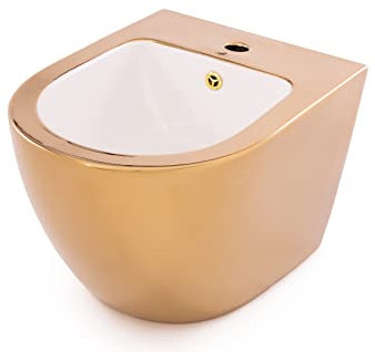 Bidet sospeso senza bordi | Colore bianco oro parete bidet con kit di fissaggio per montaggio Popo doccia