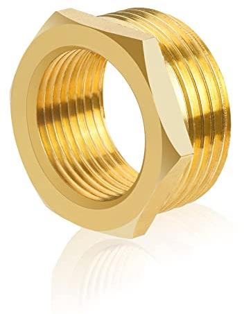 nutmanel Reduzierstück 1 auf 3/4 Zoll aus Messing, Reduzierung 1 Zoll auf 3/4 Zoll (AG Ø 32mm x IG Ø 25mm) Außengewinde x Innengewinde für Rohranschluss