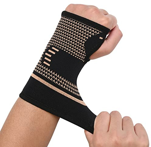 TCOOGO Copper Wrist Compression Sleeves, Comfortable and Breathable for Arthritis, Workout, Carpal Tunnel, Wrist Support for Women and Men