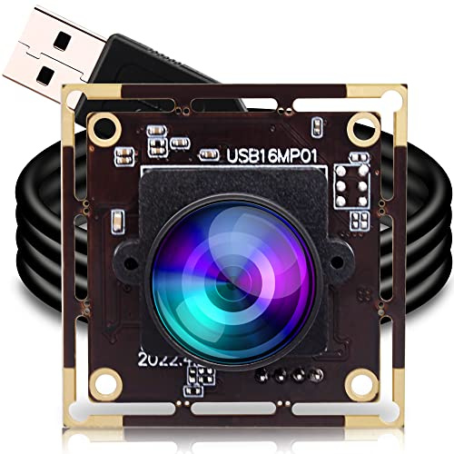 ELP 16MP Wide Angle USB Camera Module with 170degree Fisheye Lens for Raspberry Pi, Computer 4K Mini UVC USB2.0 Video Webcam Board Industrial PC Lightburn IMX298 Laptop, ELP-USB16MP01-L170