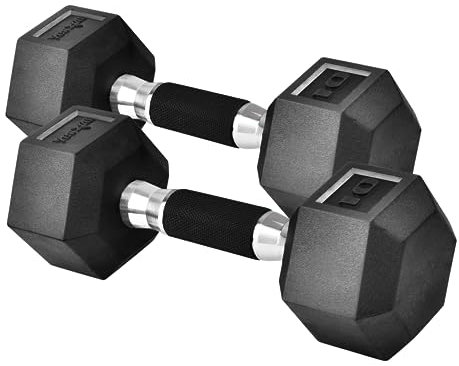 Yes4All 4,5 kg Paar gummierte Hanteln für Übung und Fitness, Sechskant-Hantel-Set, Handgewicht