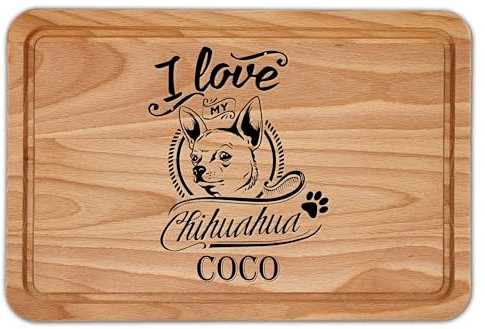 Personalised I Love My Chihuahua Chopping Board Cheeseboard Kitchen Accessory House Warming Gift
