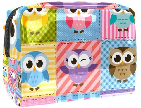 Bunte niedliche Eulen Muster Kosmetiktasche Reisekosmetiktasche Schminktasche für Damen
