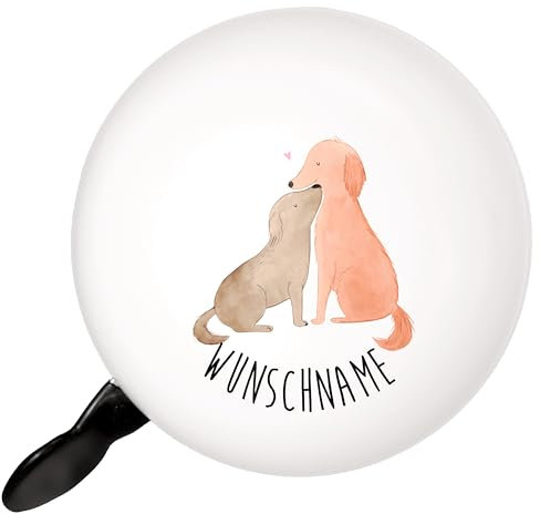 Mr. & Mrs. Panda Personalisierte Fahrradklingel Hunde Liebe - Geschenke, Optimitisch, klingel personalisiert, Hund, Kuscheln, mit Namen, Vertrauen, Sprüche, Herz, Fahrrad