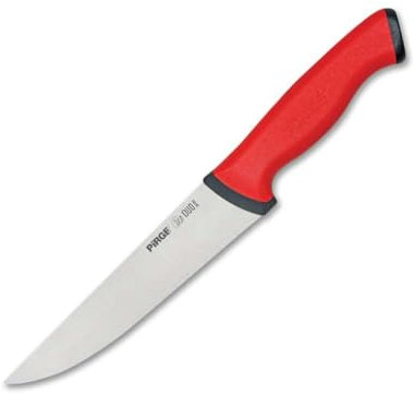 Pirge Duo Metzgermesser 16,5 cm Rot Schlachtermesser - Fleischermesser - Stechmesser - Exzellenter Schärfe Metzgermesser - Edelstahl Profi Küchenmesser - Ergonomisches Rutschfester Griffdesign