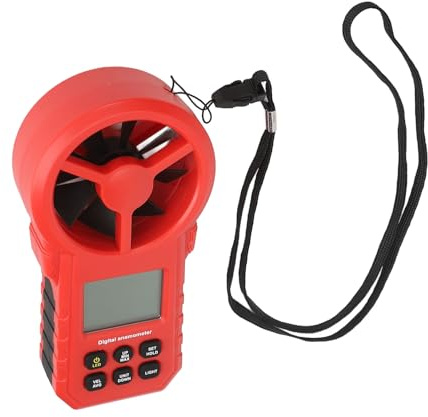 Compteur Numérique de Vitesse du Vent, 5 Unités, Thermomètre Anémomètre Portatif avec écran LCD pour Conditions Météorologiques Difficiles