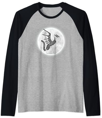 Halloween Gargouille Chat pleine lune sorcière chat noir Manche Raglan